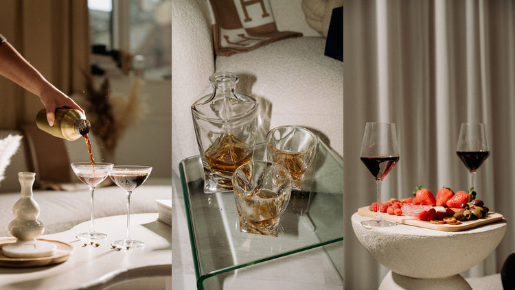 Glassware UK collection featuring cocktail glasses, whisky tumblers, decanter and wine glasses