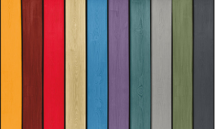 Protek wood paint and timber coatings in a range of colours on wooden boards