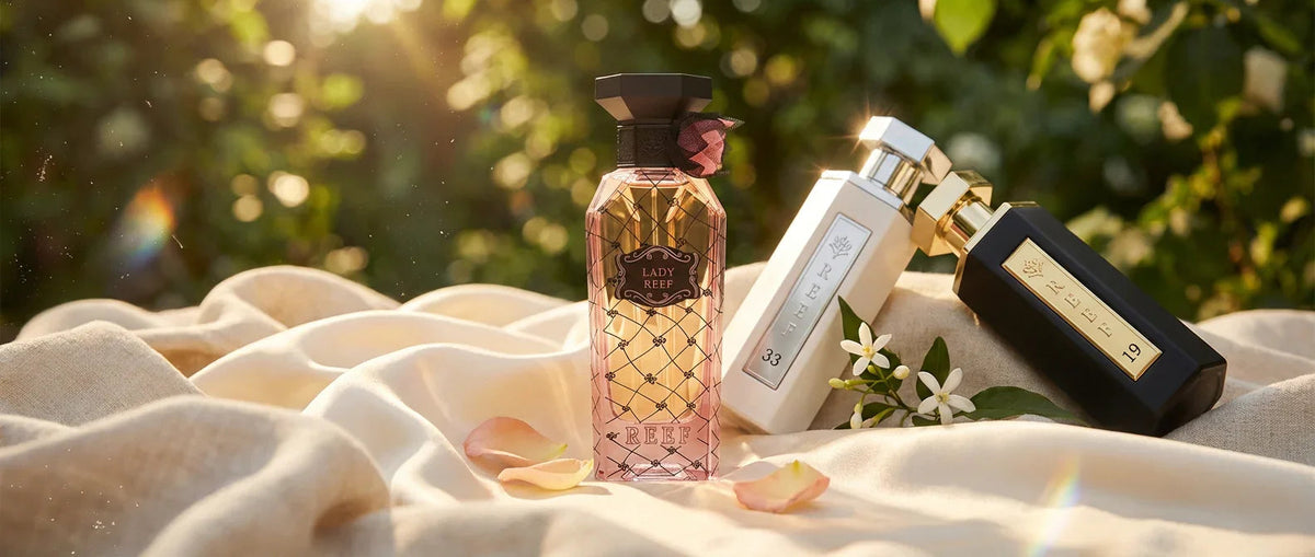 REEF Perfumes Arabian fragrance collection with Lady Reef, REEF 33 and REEF 19