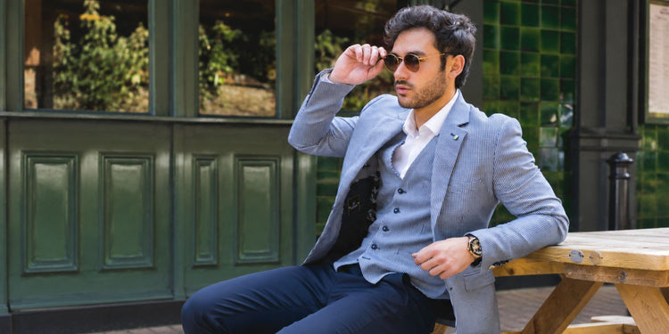 TruClothing men's blue three-piece suit and formalwear