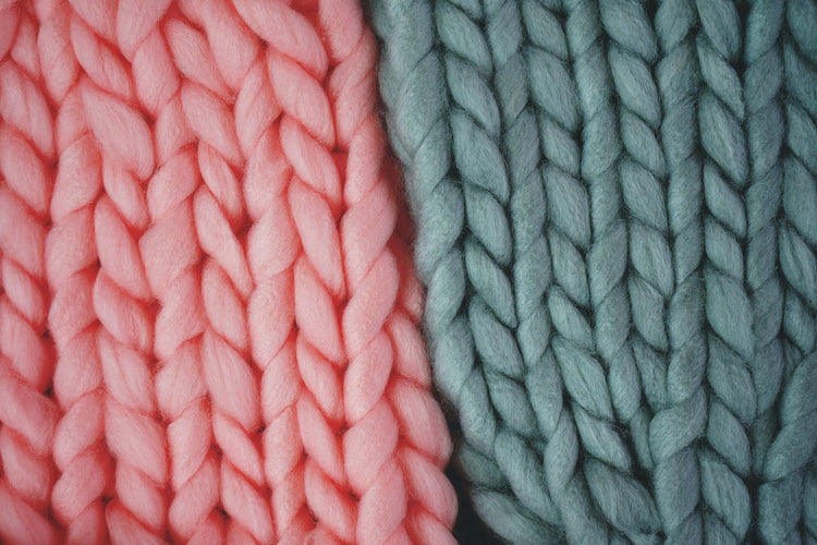 World of Wool Chubbs super chunky Merino wool yarn in pink and blue