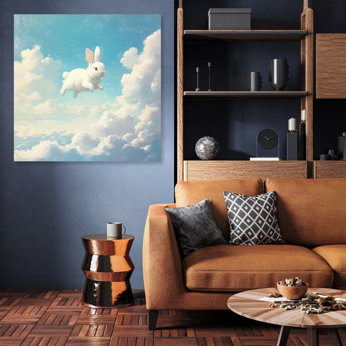 Fluffy Clouds Bunny Canvas
