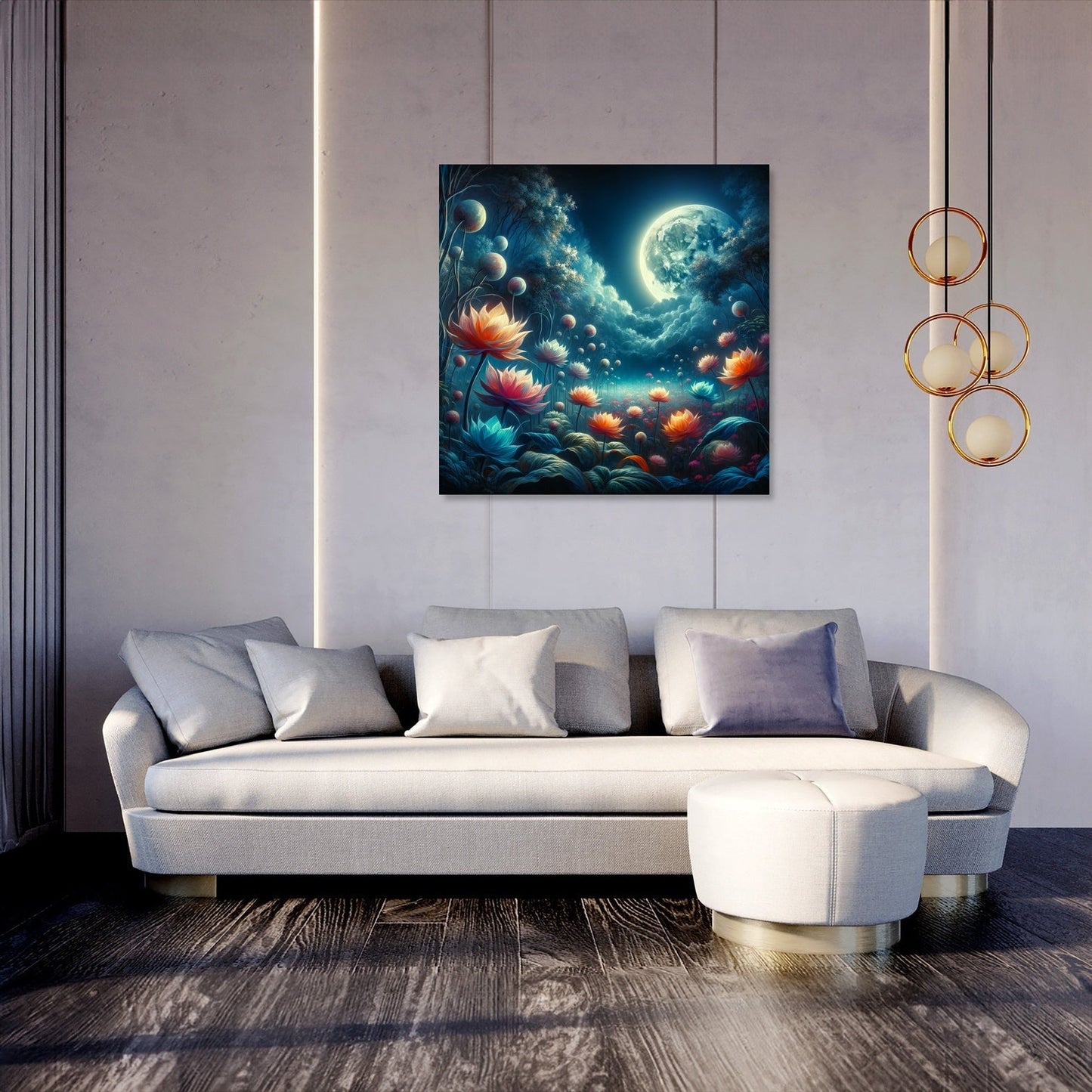Mystic Moonlight Garden Canvas