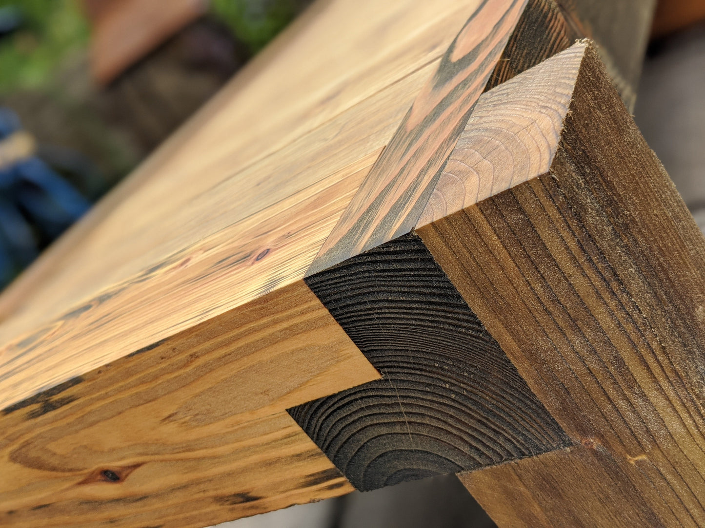 Solid Wood Garden Sofa 3 seat with foot rest & table