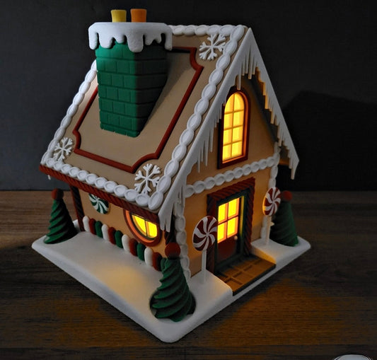 Gingerbread House | Christmas Decoration | Festive Holiday Centrepiece | Toy Village Display | Chocolates Storage | Complete with Flickering LED Tea Lights