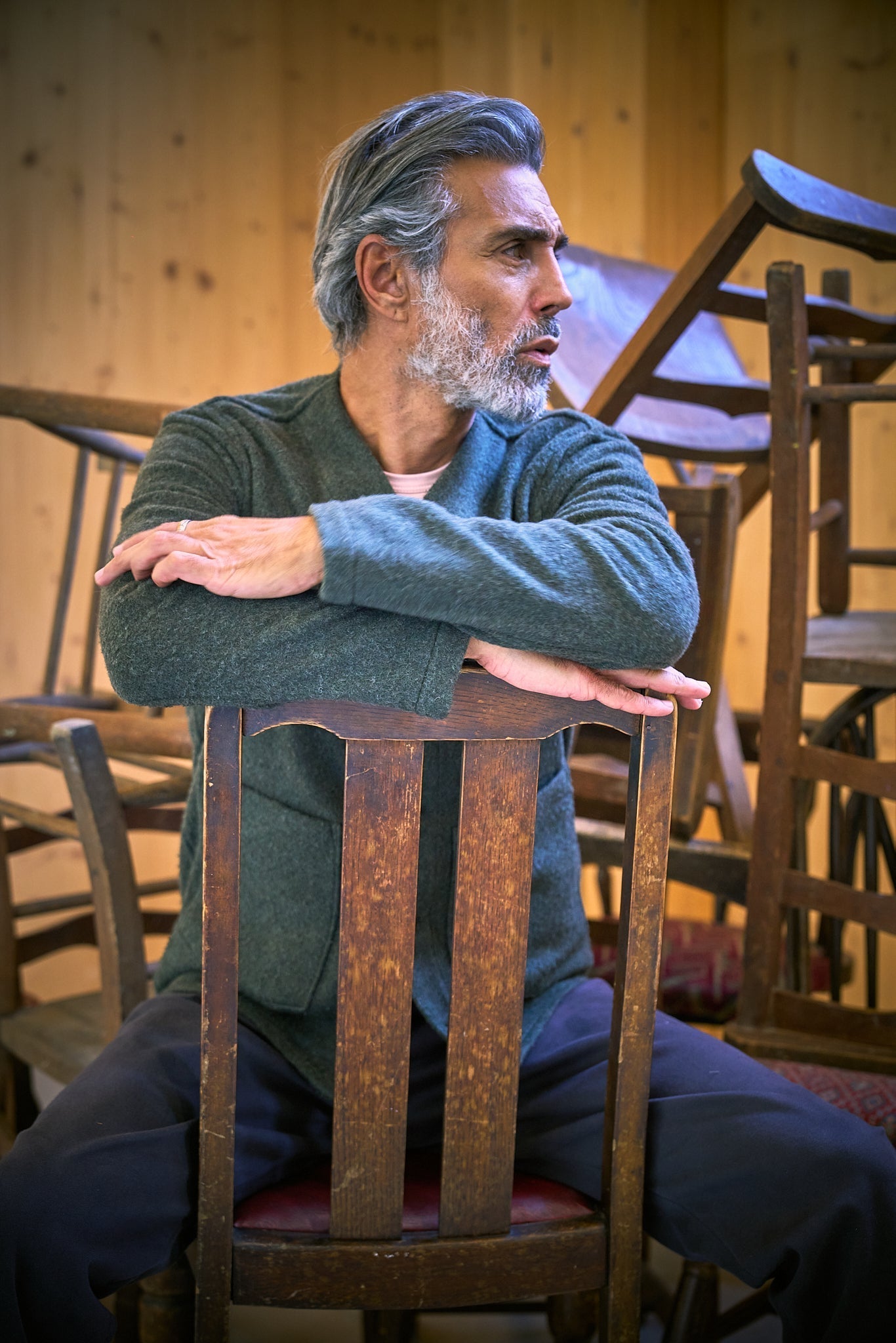 Fleming V-Neck Shacket - Olive Casentino Wool