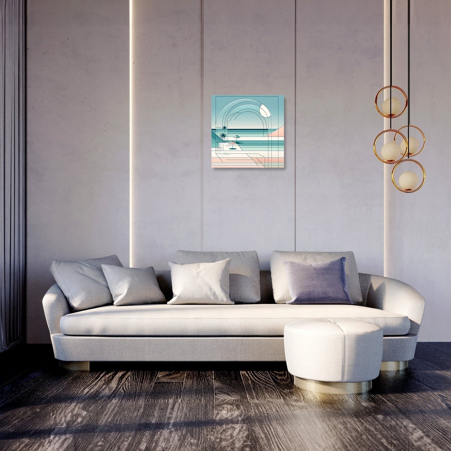 Pastel Shores: A Geometric Seaside Canvas