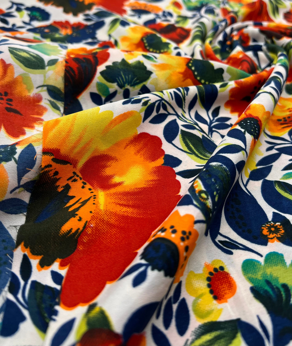 Bright Multi Floral Lightweight Crepe Fabric 80GSM Non Stretch