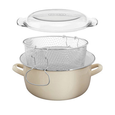 Telo Cream Enamel On Steel Deep Fryer