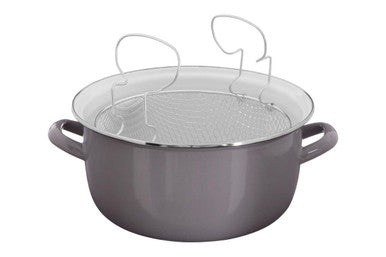 Telo Cool Grey Enamel On Steel Deep Fryer