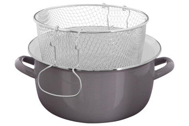 Telo Cool Grey Enamel On Steel Deep Fryer