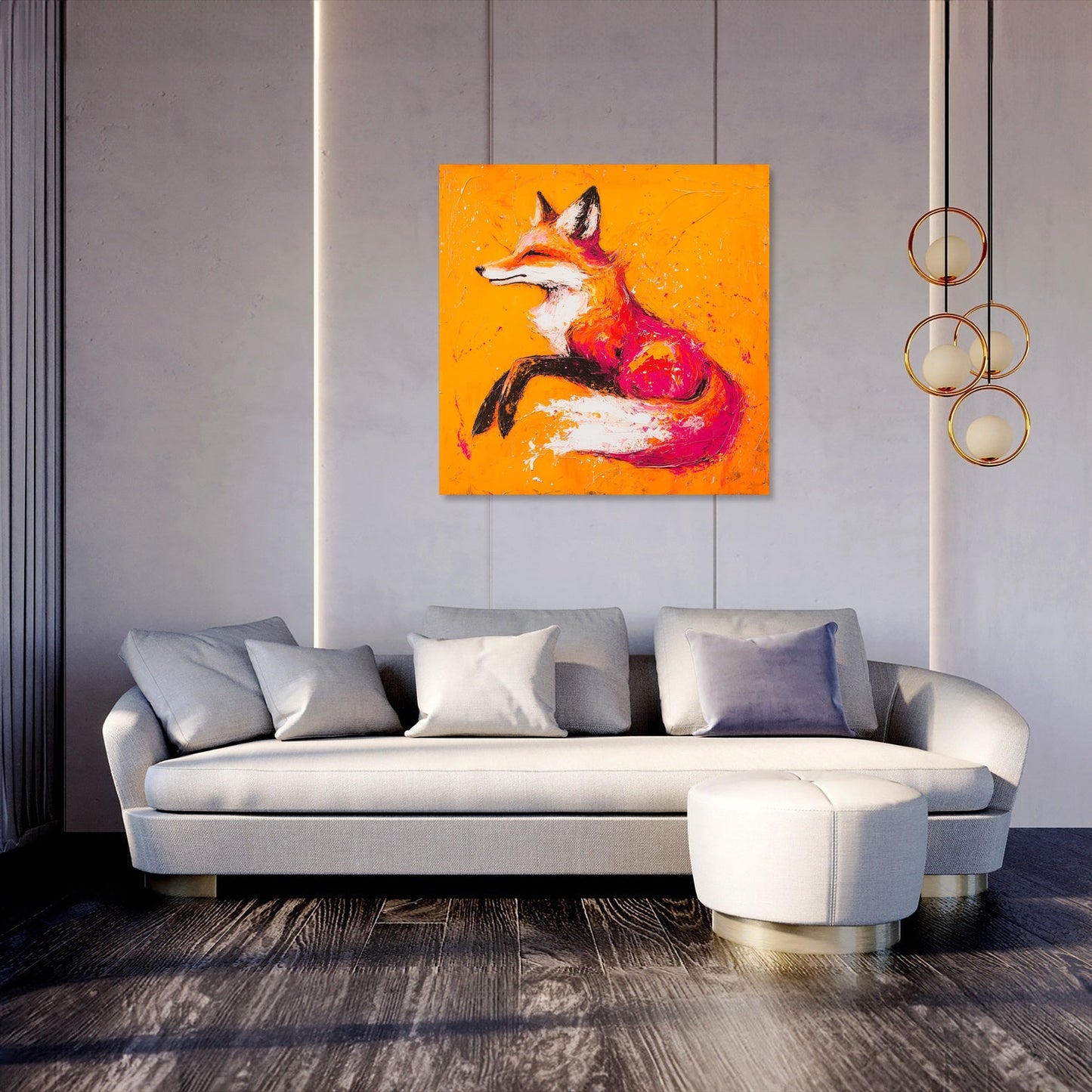Vibrant Fox on Fiery Canvas