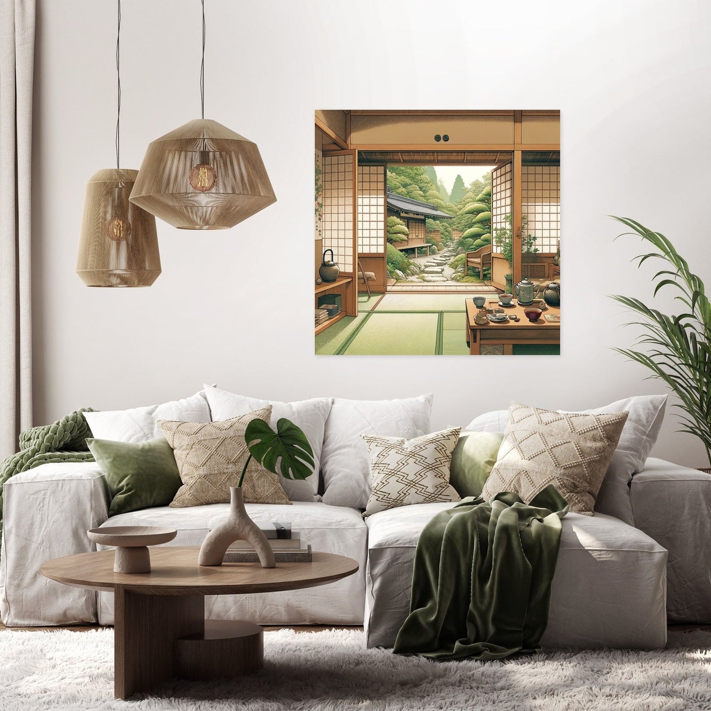 Serene Tea House Canvas
