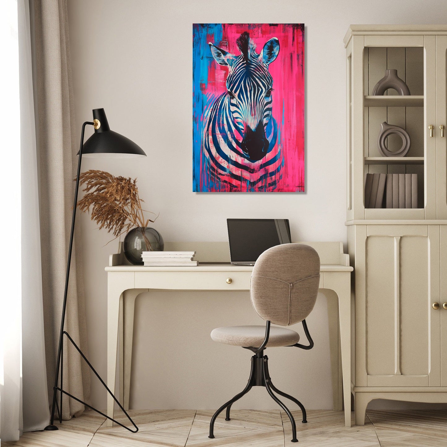 Vibrant Zebra Dance Canvas