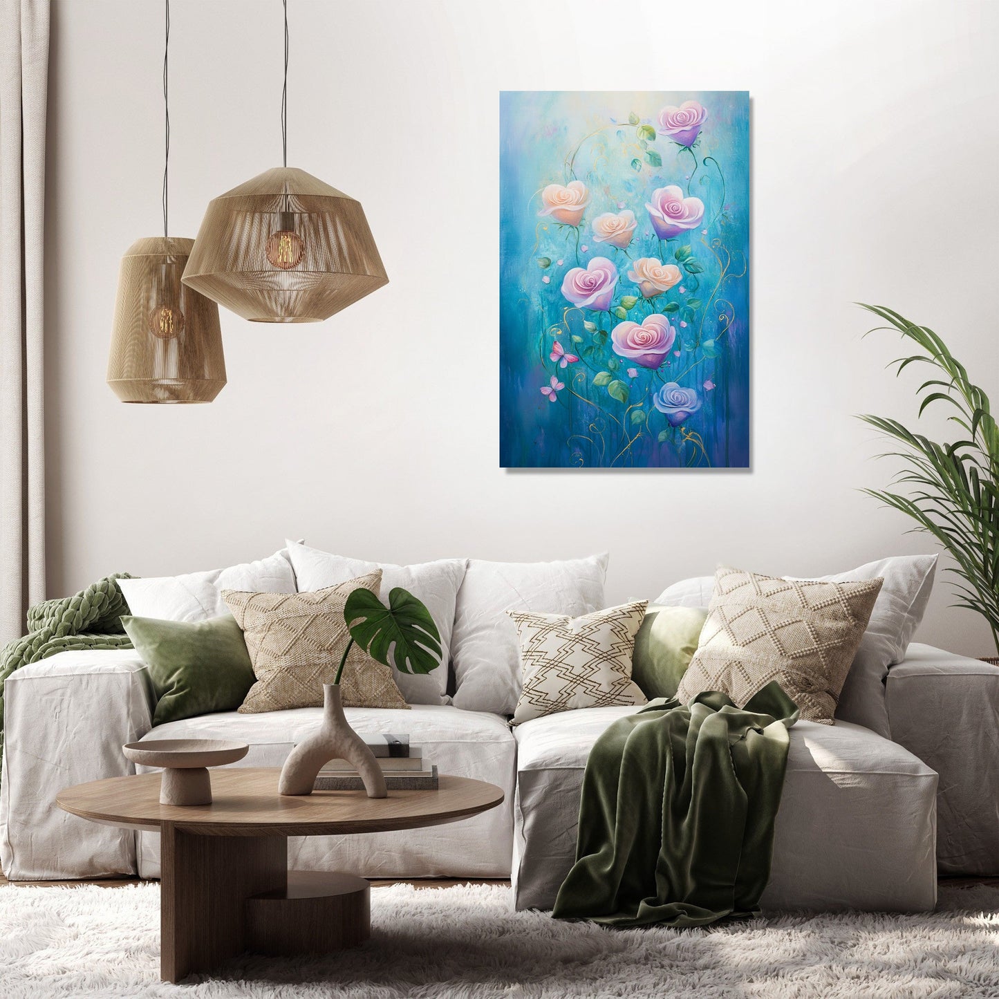 Heart-Petal Roses Canvas