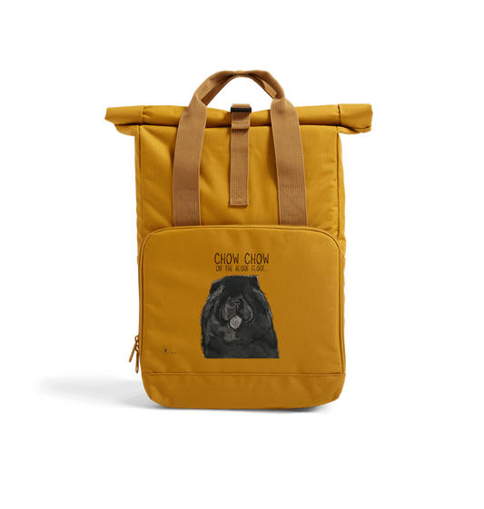 Black Chow Chow Chic: Aloof Floof Roll-Top Backpack