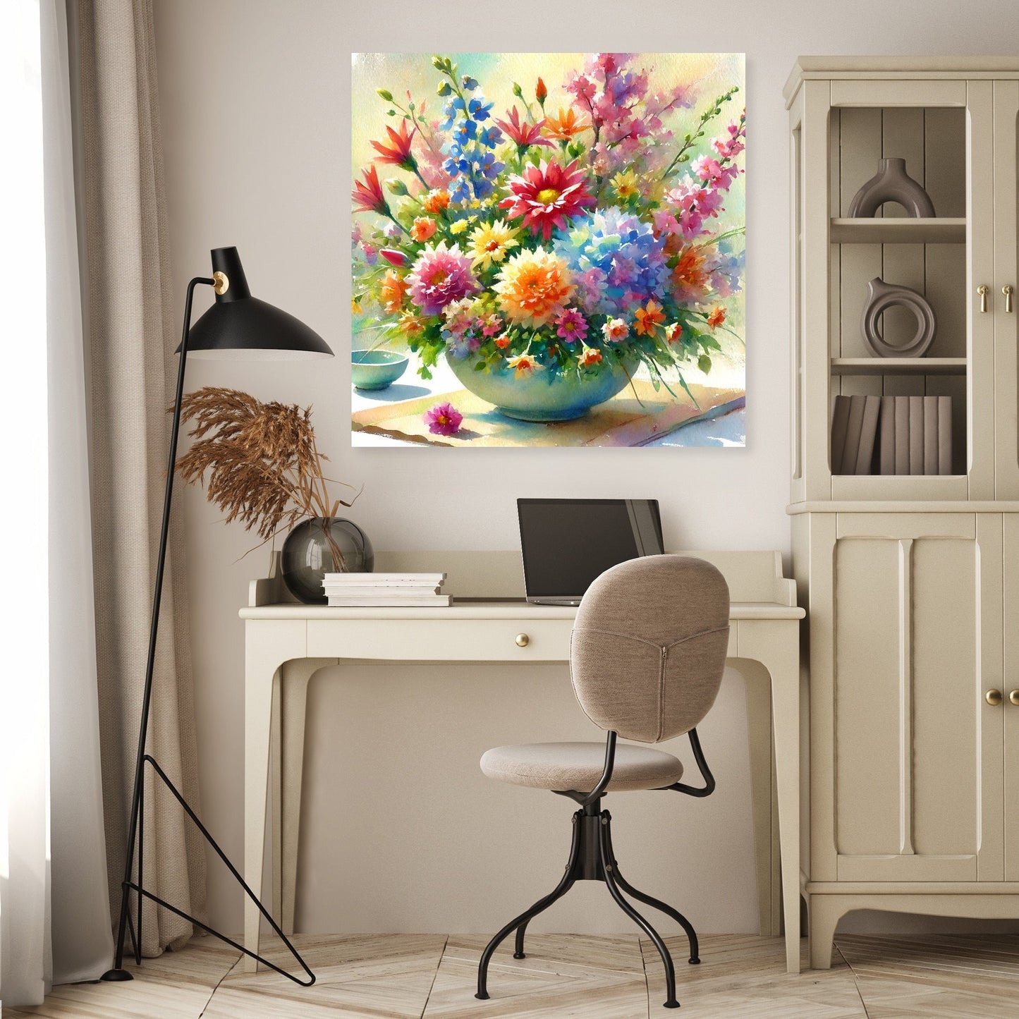 Vibrant Ikebana Canvas