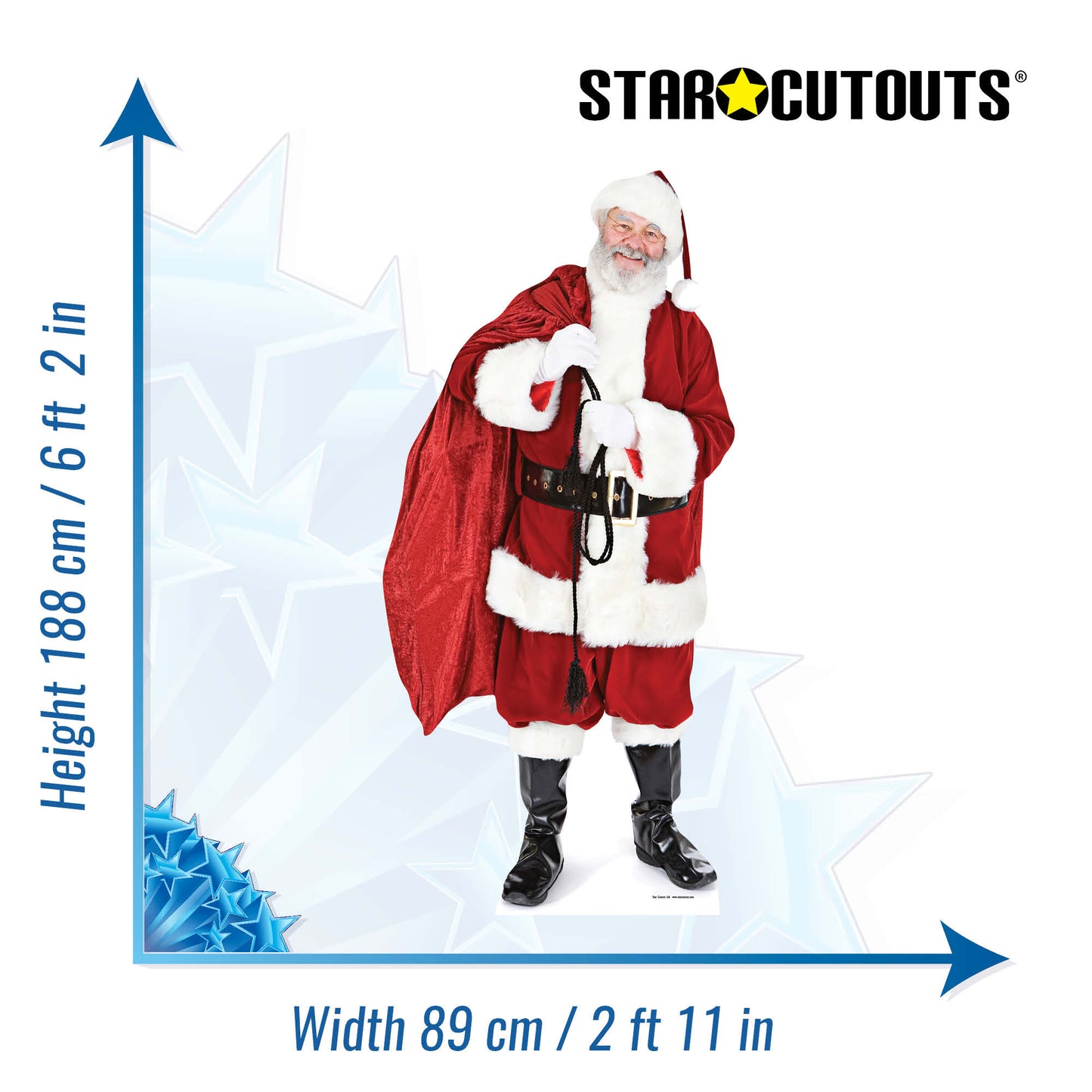 SC014 Santa Claus Father Christmas with Sack of Toys Cardboard Cut Out Height 188cm