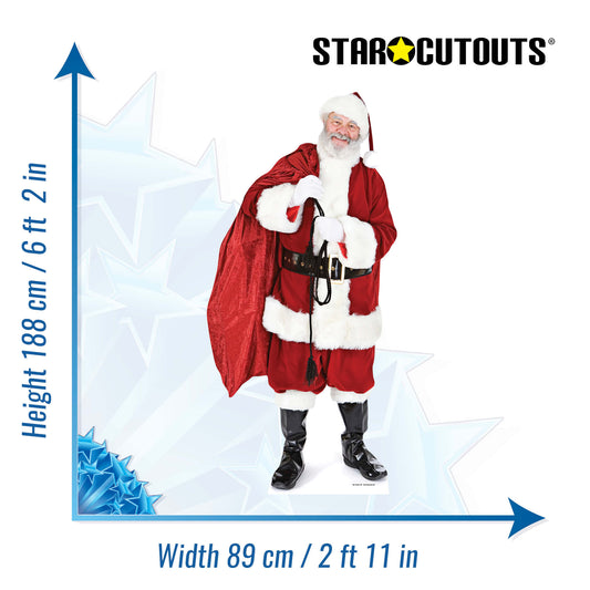 SC014 Santa Claus Father Christmas with Sack of Toys Cardboard Cut Out Height 188cm