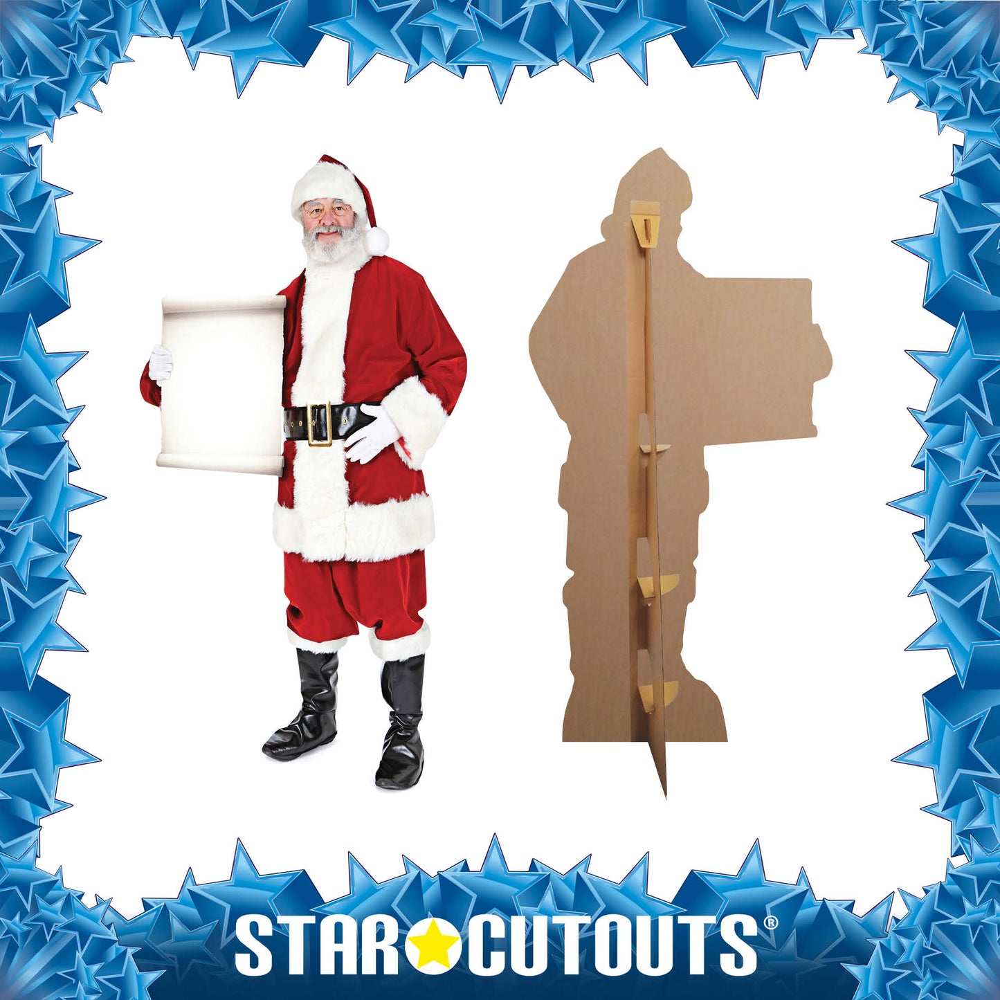 SC015  Santa Claus Father Christmas with Small Sign Cardboard Cut Out Height 180cm