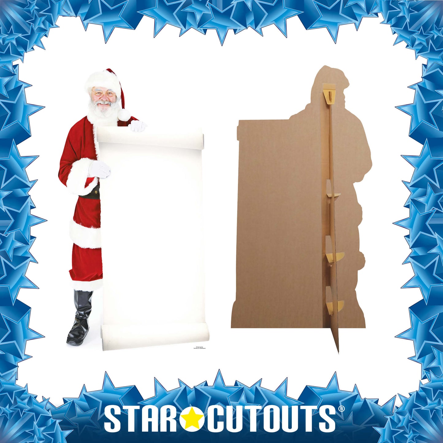 SC016  Santa Claus Father Christmas with Large Sign Cardboard Cut Out Height 180cm
