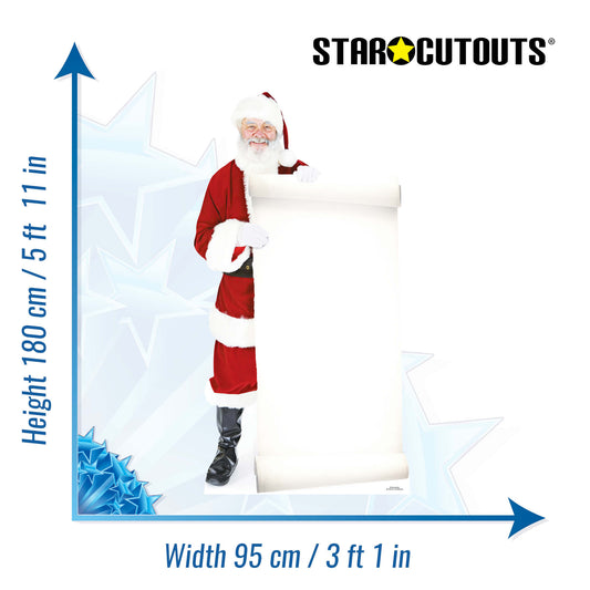 SC016  Santa Claus Father Christmas with Large Sign Cardboard Cut Out Height 180cm