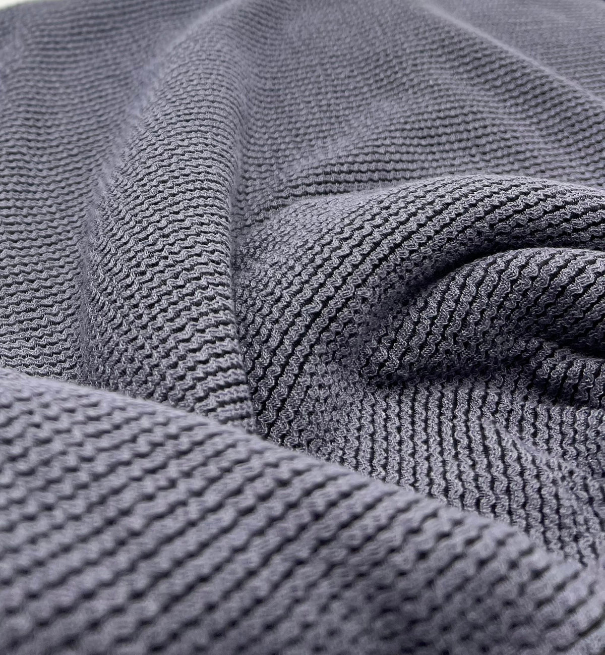 Slate Grey & Black Crinkle Rope Rib Stretch Fabric
