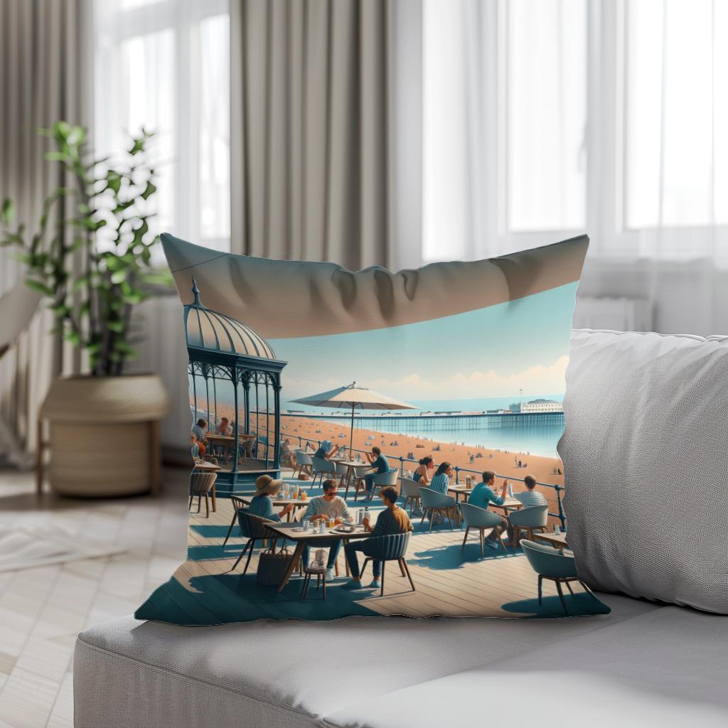 Contemporary Brighton Café Cotton Cushion
