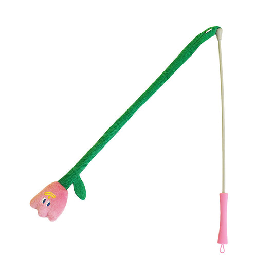 zeze Tulip Teaser Wand for Cats — 123 cm Wand with Crinkly Plush Flower
