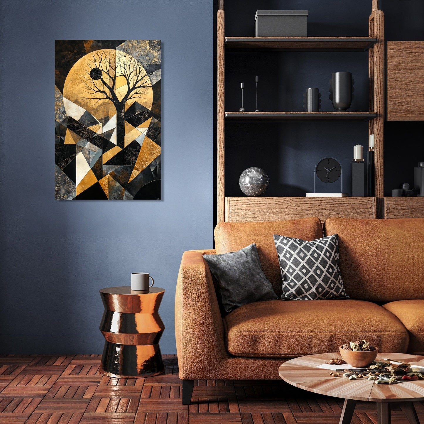 Geometric Nightscape Canvas