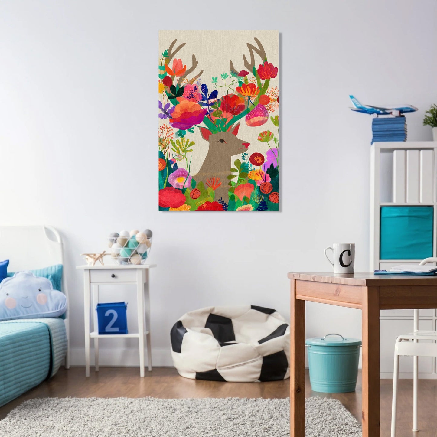 Deer with Floral Crown Canvas