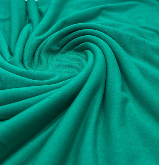 Plain Jade Green Viscose Elastane Fabric 4 Way Stretch Jersey