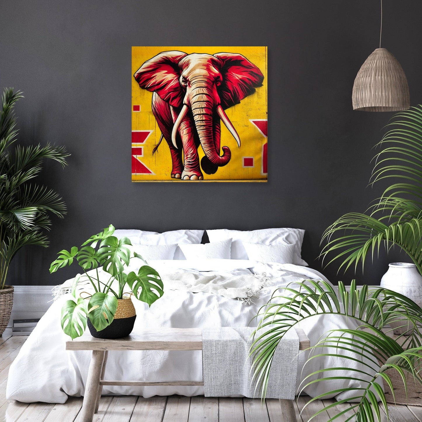 Fierce Graffiti Elephant Canvas