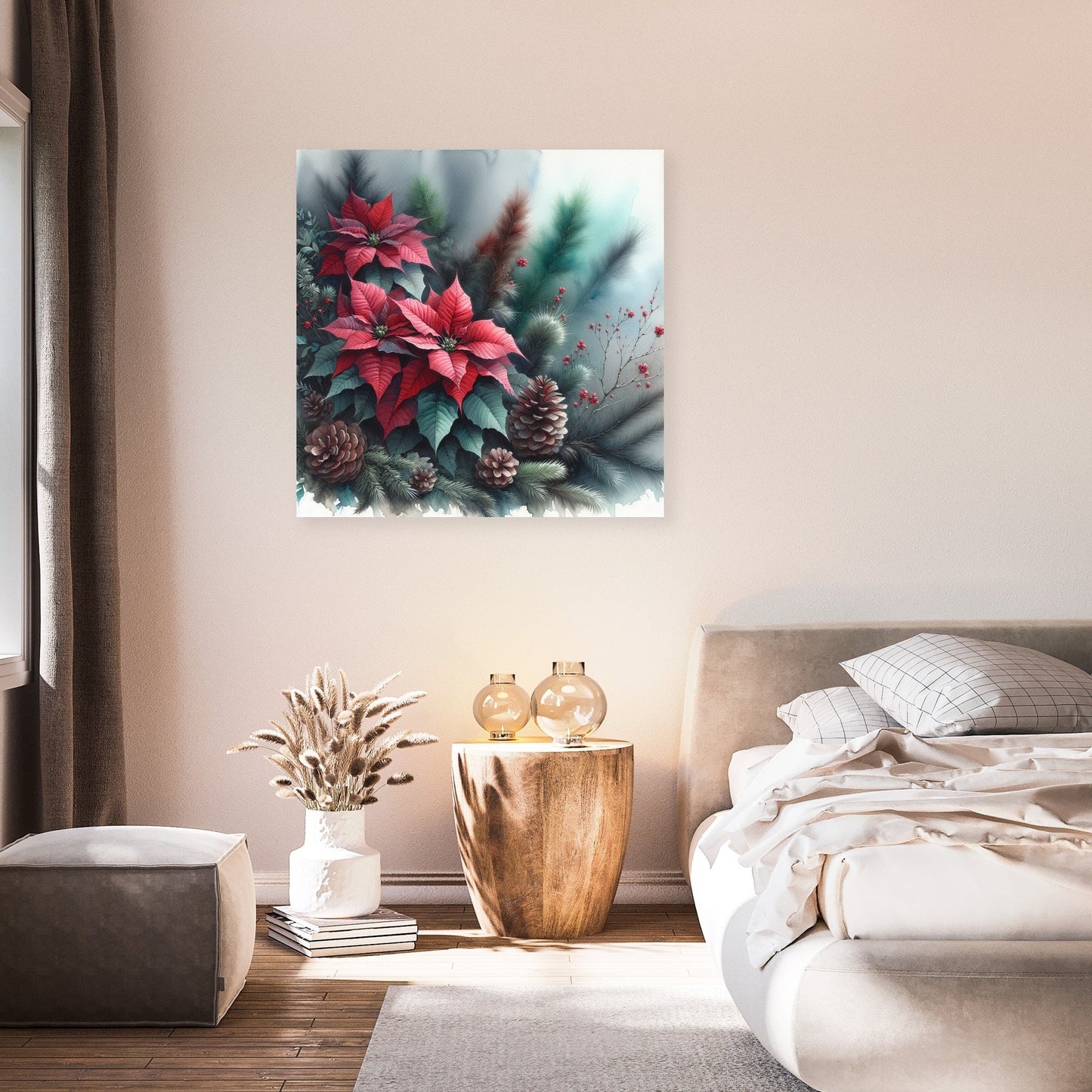 Velvety Poinsettia Winter Canvas