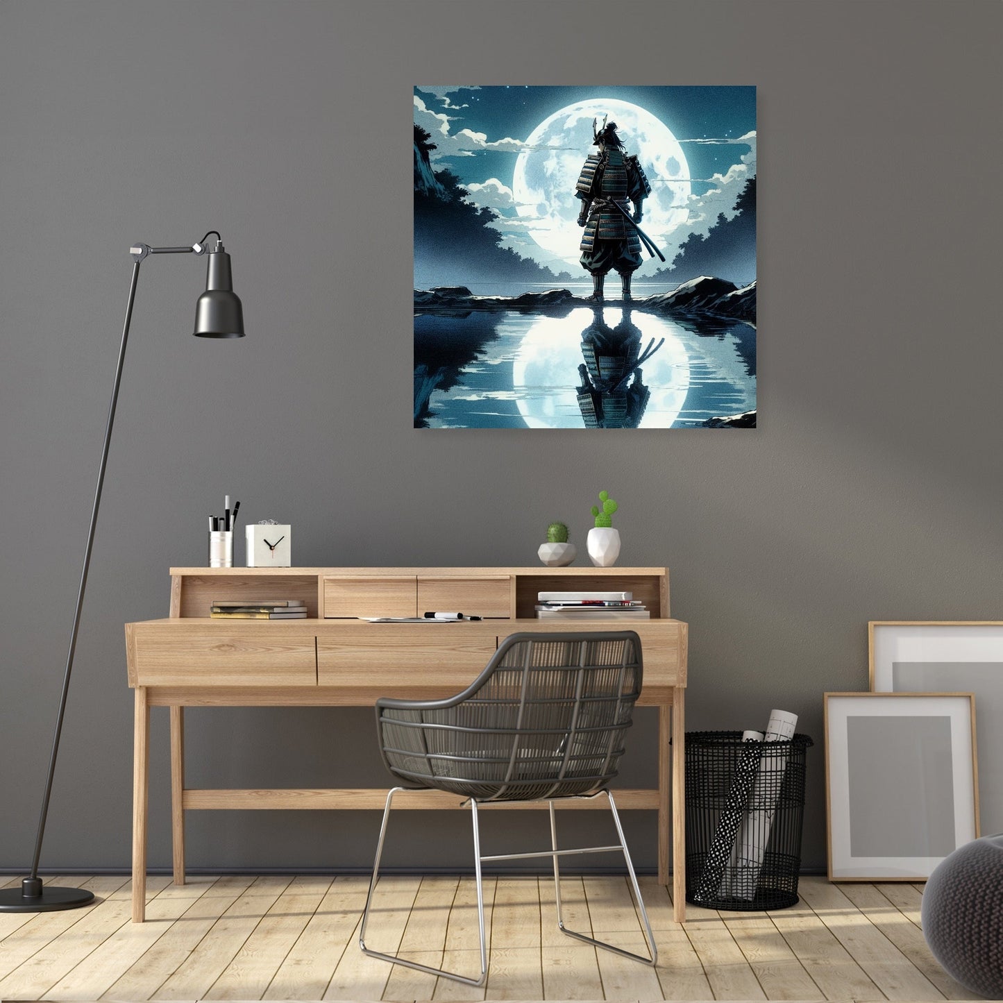 Moonlit Samurai Reflection Canvas
