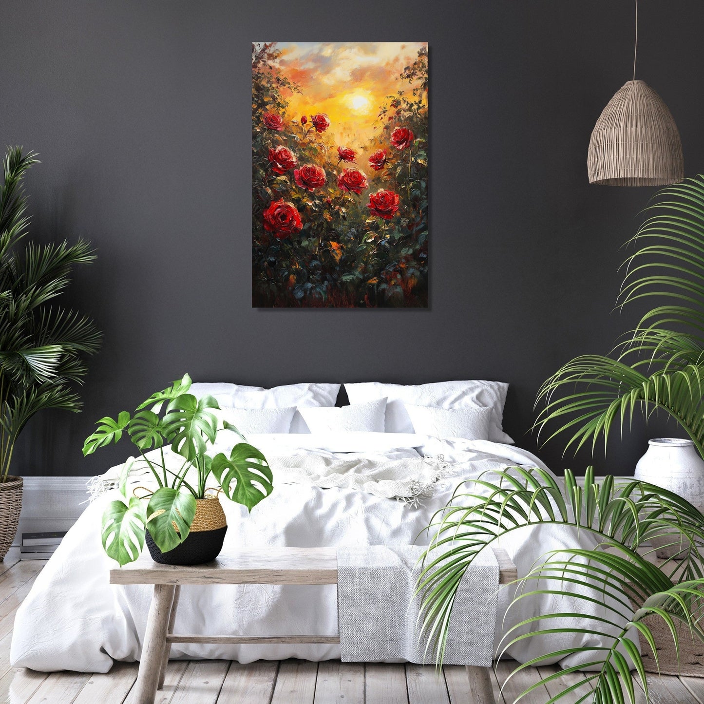 Sunset Rose Garden Canvas