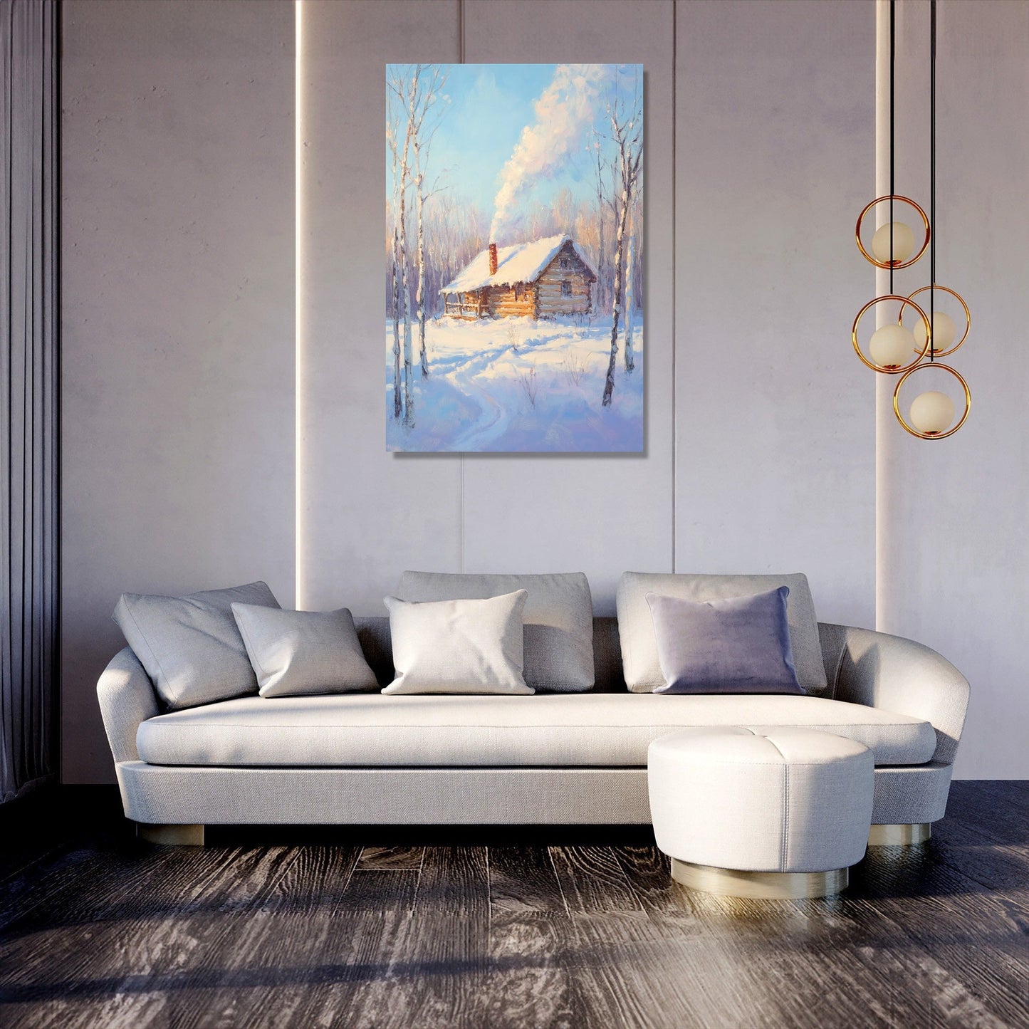 Cabin in Snow Canvas