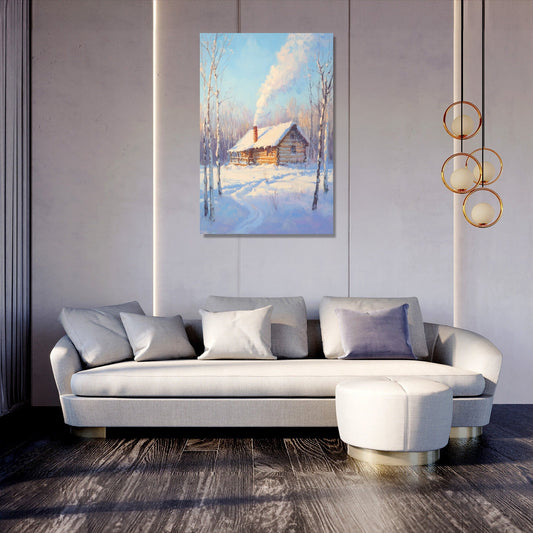 Cabin in Snow Canvas