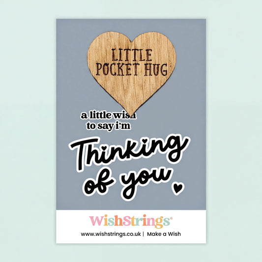 Thinking of You Pocket Hug - Wooden Heart Keepsake Letterbox Gift | WishStrings