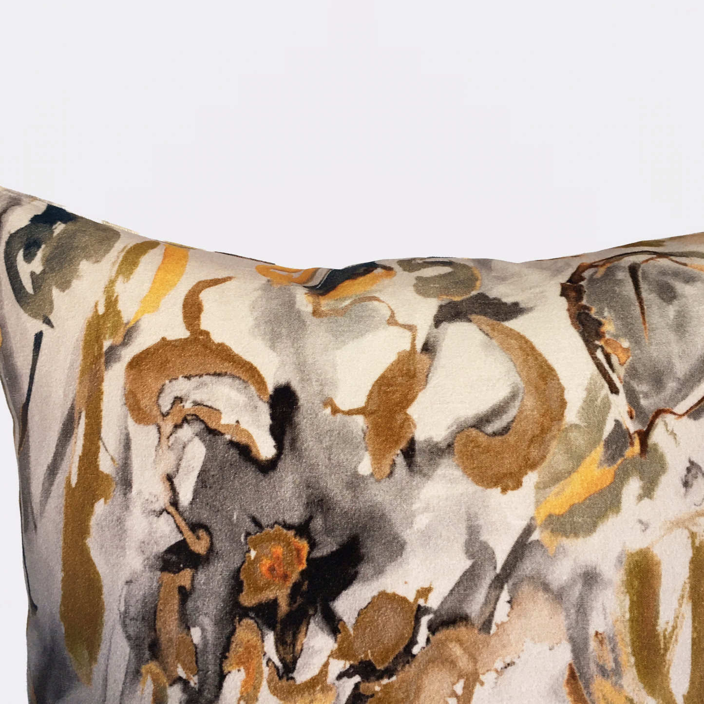 Watercolour Floral Velvet Cushion - Flax