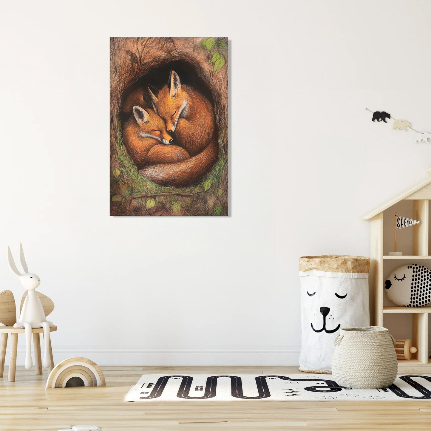Fox Family Slumber Canvas