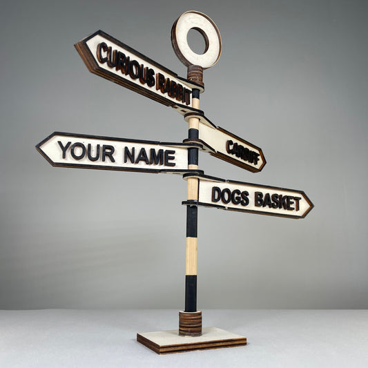Traditional Direction Sign - Handmade Ornament by Curious Rabbit ®