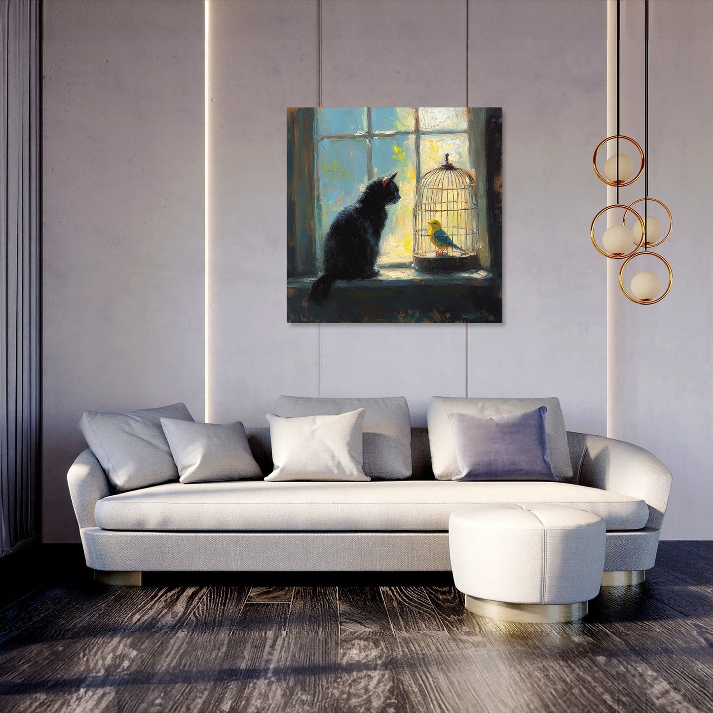 Cat and Canary Standoff Canvas