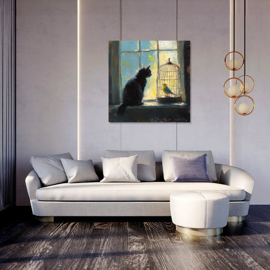 Cat and Canary Standoff Canvas