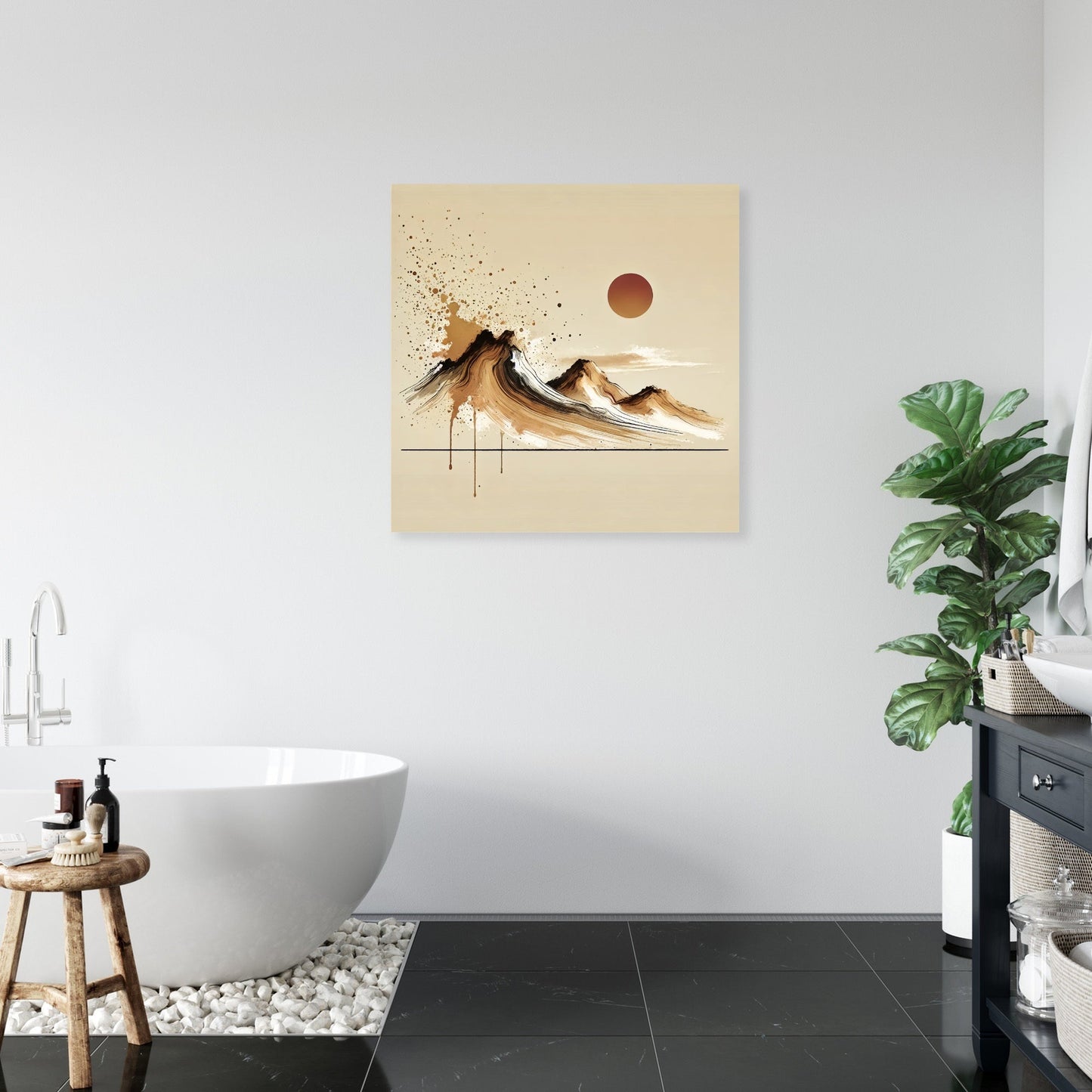 Tranquil Mountain Splash Canvas