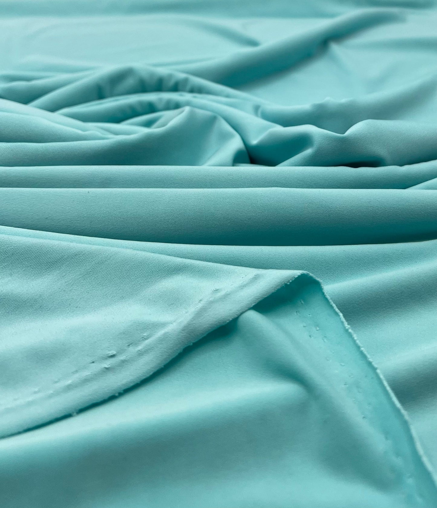 Aqua Blue Plain Shiny Soft Touch Slinky 4 Way Stretch Fabric