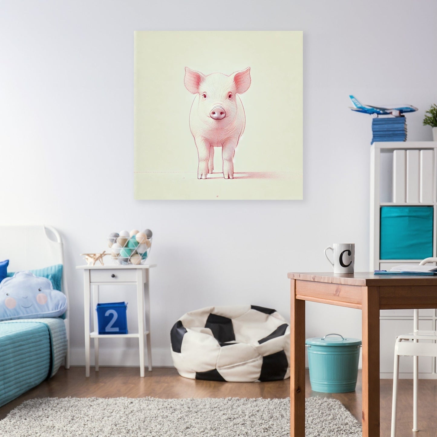 Minimalist Pig Charm Canvas