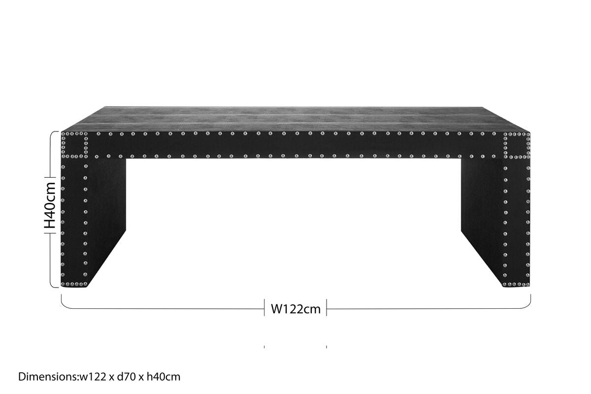 Black Leather Effect Rectangular Coffee Table | Sloane
