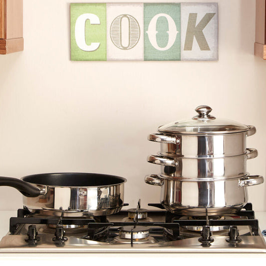 3 Tier Stainless Steel Steamer with Glass Lid