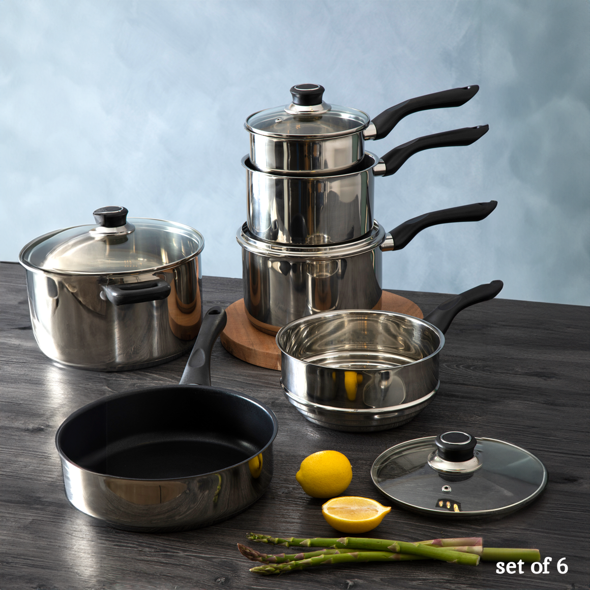 Crosse 6Pc Stainless Steel Cookware Set